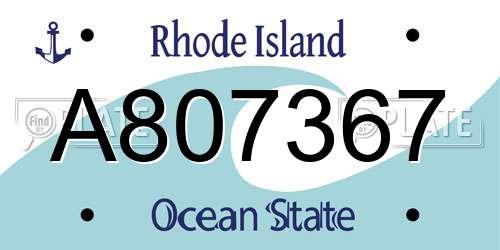 A807367 Rhode Island License Plate
