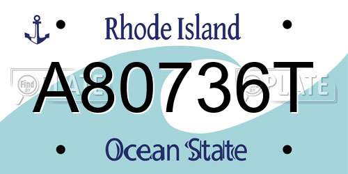 A80736T Rhode Island License Plate