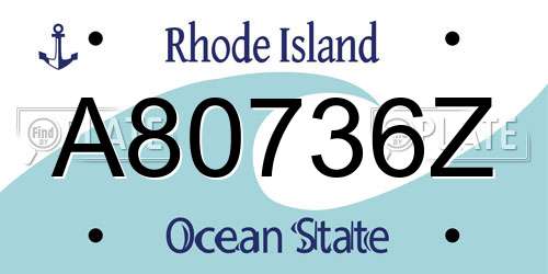 A80736Z Rhode Island License Plate