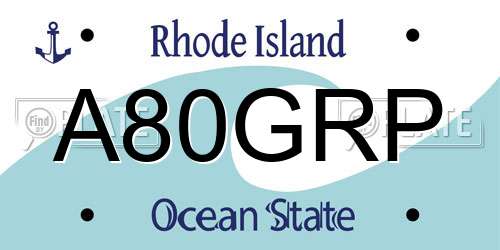 A80GRP Rhode Island License Plate