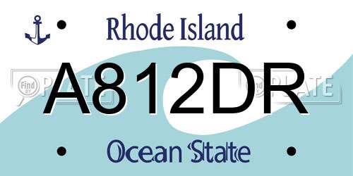 A812DR Rhode Island License Plate
