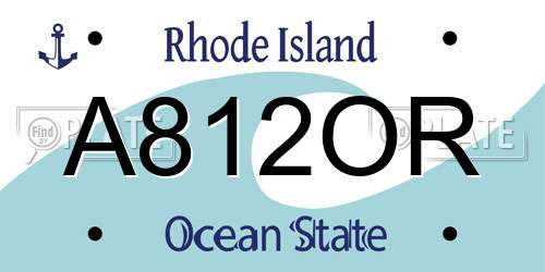 A812OR Rhode Island License Plate