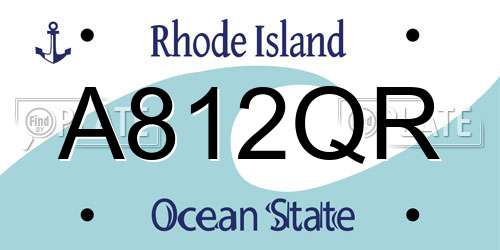 A812QR Rhode Island License Plate