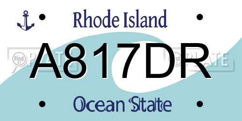 A817DR Rhode Island License Plate