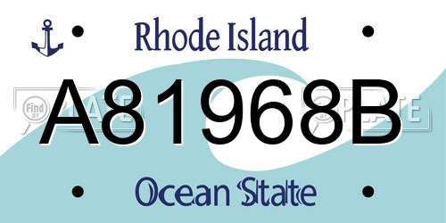 A81968B Rhode Island License Plate