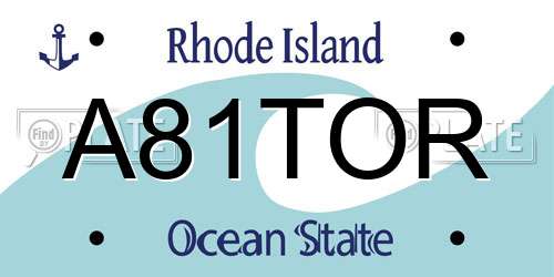 A81TOR Rhode Island License Plate