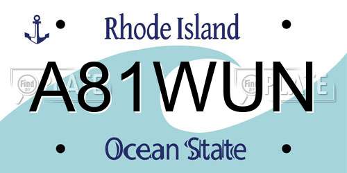 A81WUN Rhode Island License Plate