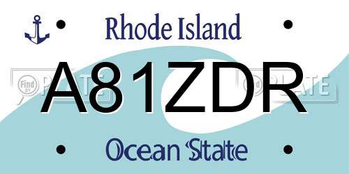 A81ZDR Rhode Island License Plate