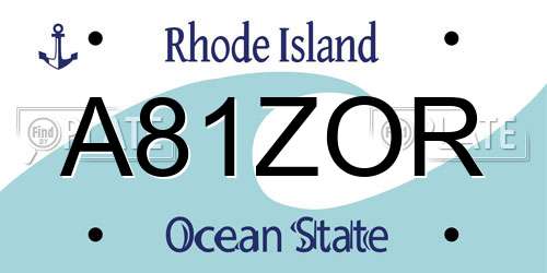 A81ZOR Rhode Island License Plate