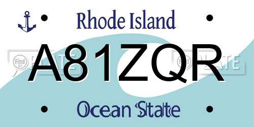 A81ZQR Rhode Island License Plate