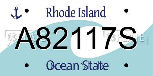 A82117S Rhode Island License Plate