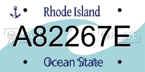A82267E Rhode Island License Plate