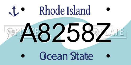 A8258Z Rhode Island License Plate