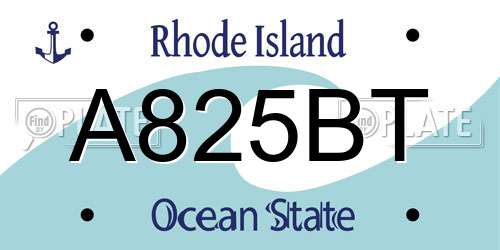A825BT Rhode Island License Plate