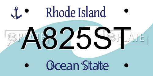 A825ST Rhode Island License Plate