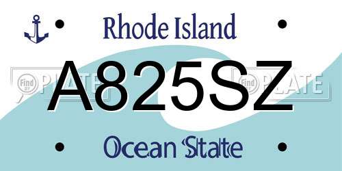A825SZ Rhode Island License Plate