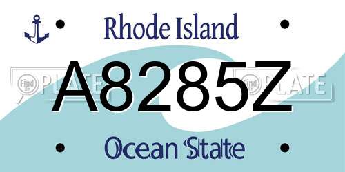 A8285Z Rhode Island License Plate