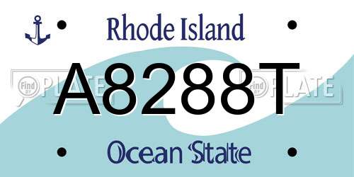 A8288T Rhode Island License Plate