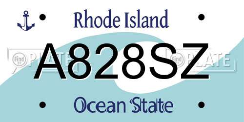 A828SZ Rhode Island License Plate