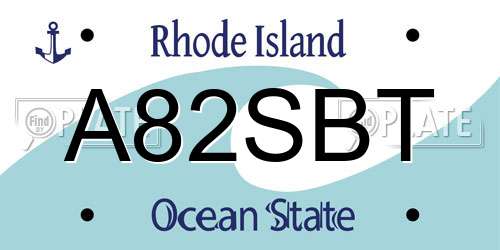 A82SBT Rhode Island License Plate