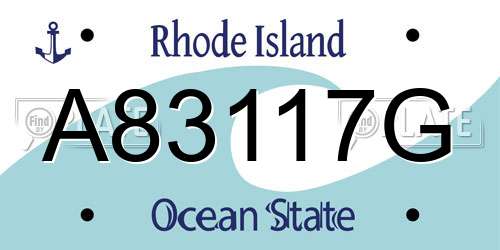 A83117G Rhode Island License Plate