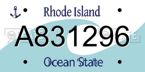 A831296 Rhode Island License Plate