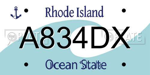 A834DX Rhode Island License Plate