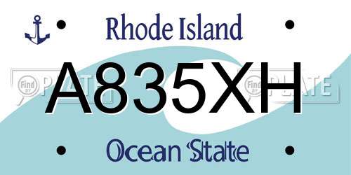 A835XH Rhode Island License Plate