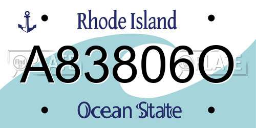 A83806O Rhode Island License Plate