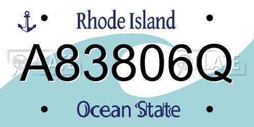 A83806Q Rhode Island License Plate