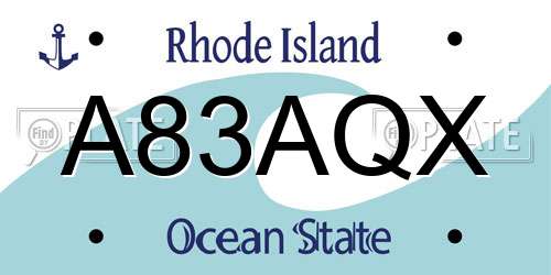 A83AQX Rhode Island License Plate
