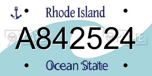 A842524 Rhode Island License Plate