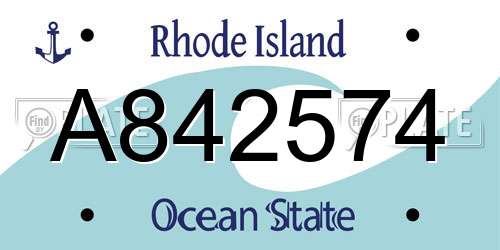 A842574 Rhode Island License Plate
