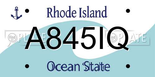 A845IQ Rhode Island License Plate