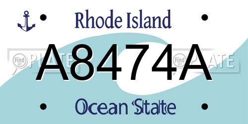 A8474A Rhode Island License Plate