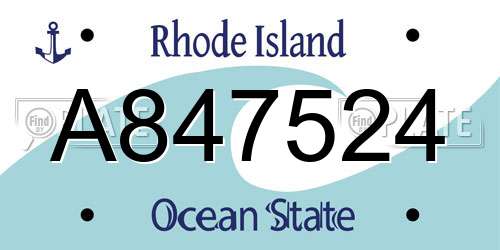 A847524 Rhode Island License Plate