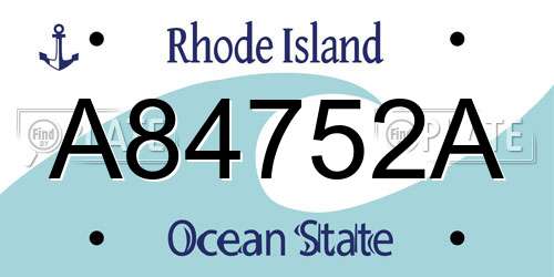 A84752A Rhode Island License Plate
