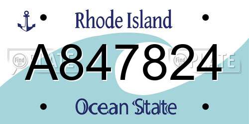 A847824 Rhode Island License Plate