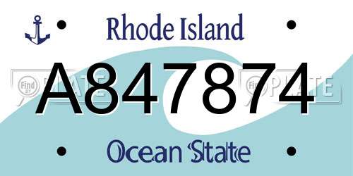 A847874 Rhode Island License Plate