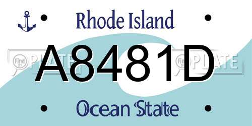 A8481D Rhode Island License Plate