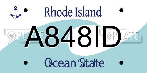 A848ID Rhode Island License Plate