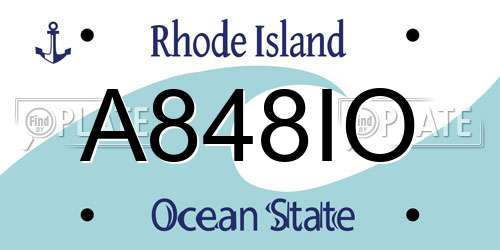 A848IO Rhode Island License Plate