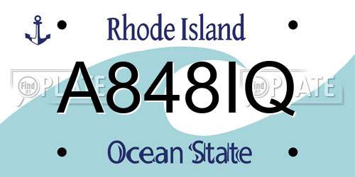 A848IQ Rhode Island License Plate