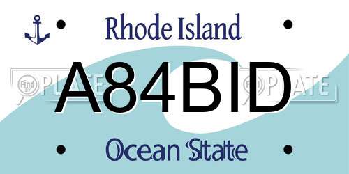 A84BID Rhode Island License Plate