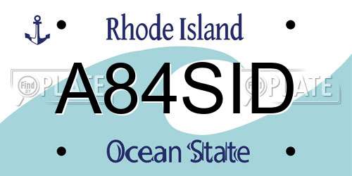 A84SID Rhode Island License Plate