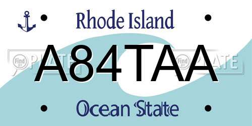 A84TAA Rhode Island License Plate