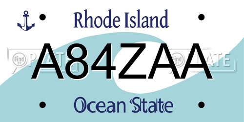 A84ZAA Rhode Island License Plate