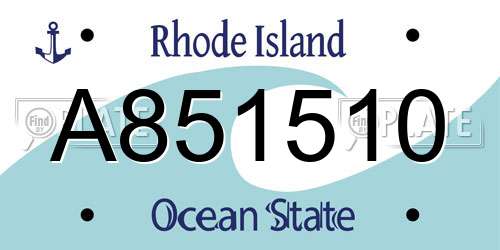 A851510 Rhode Island License Plate