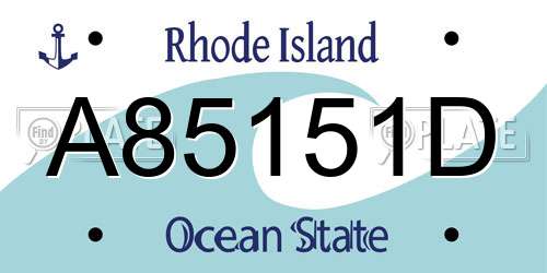 A85151D Rhode Island License Plate