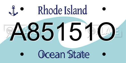 A85151O Rhode Island License Plate